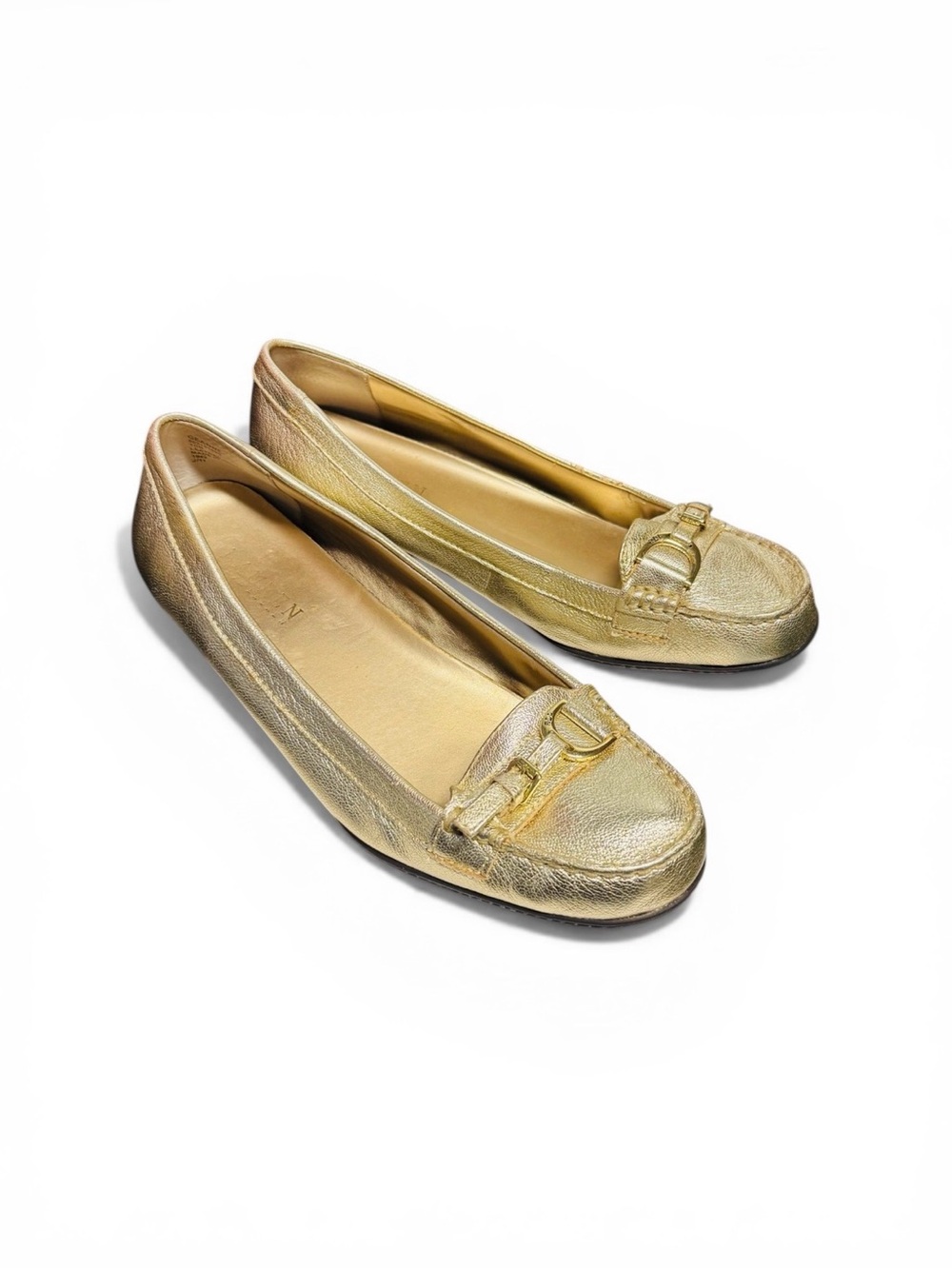 Ralph Lauren Metallic Gold Leather Ballet Loafers